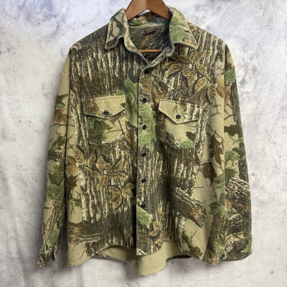 Vintage Classic Camouflage Flannel Button Up Shirt Mens XL Long Sleeve Hunting